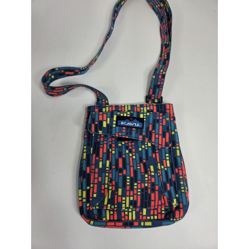 Kavu Keeper Cross Body Shoulder Bag Canvas Adjustable Strap Multicolor